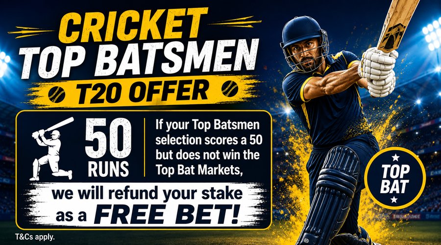 Cricket Top Bat Free Bet Offer